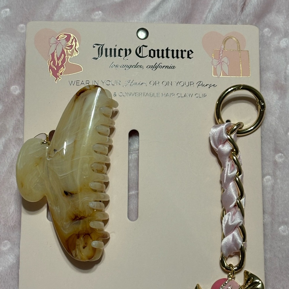 Juicy Couture Cream Hair Claw with Bag Charm